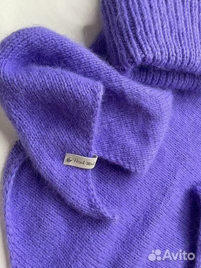 Шапка и бактус вязаный комплект из пуха норки