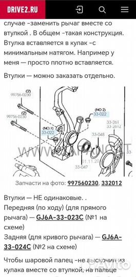 Втулка переднего рычага мазда 6