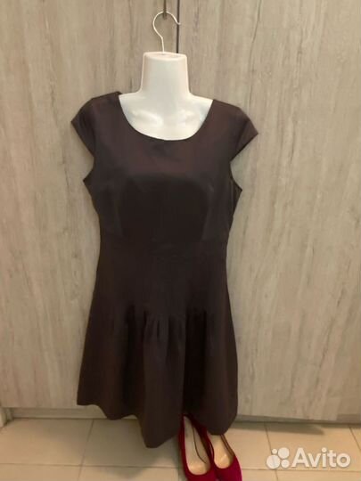 Платье короткий рукав 42/44 серое подклад
