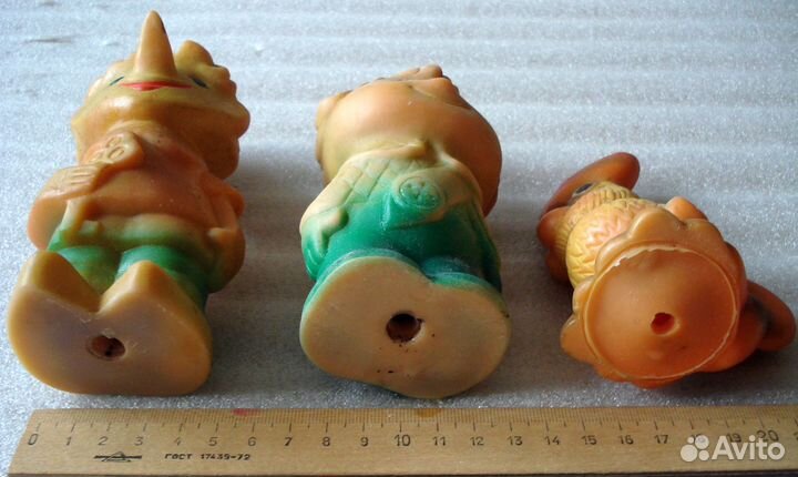 3 резиновых игрушки - фигурки СССР 60-70-е