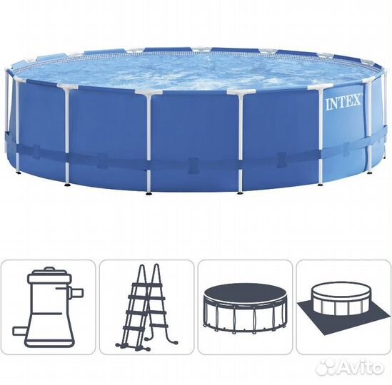 Бассейн каркасный Intex 457x122 см с аксессуарами