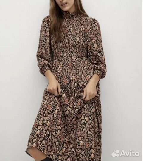 Платье миди Mango 46 цветочный принт