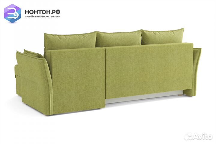 Диван угловой еврокнижка Бруклин зеленый