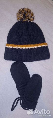 Шапка и варежки для мальчика 3-5 лет