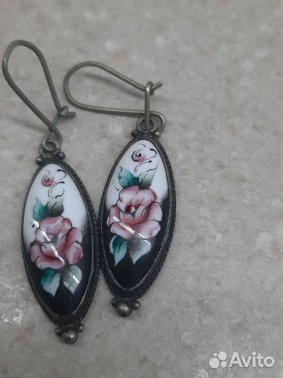 Финифть кольцо и серьги,ссср