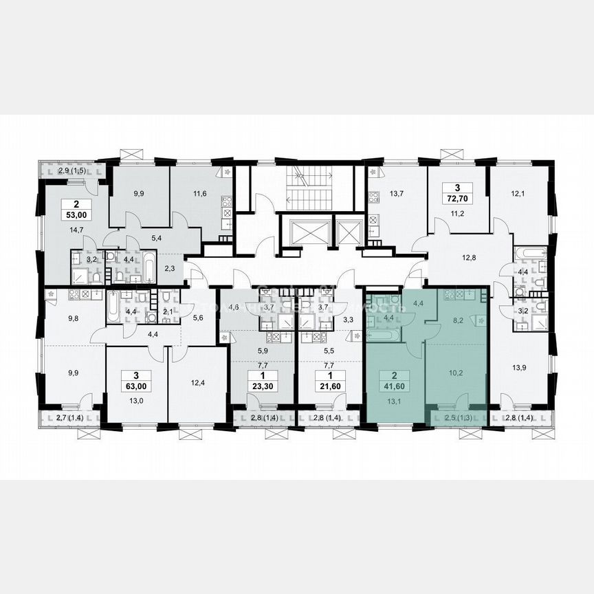 2-к. квартира, 41,6 м², 5/19 эт.