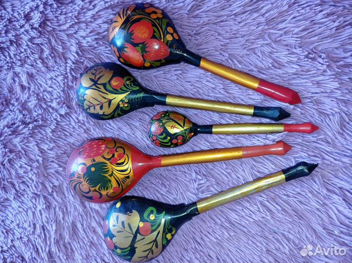 Русские деревянные ложки хохлома расписные