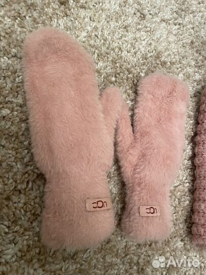 Варежки и вязаный шарф зимний набор