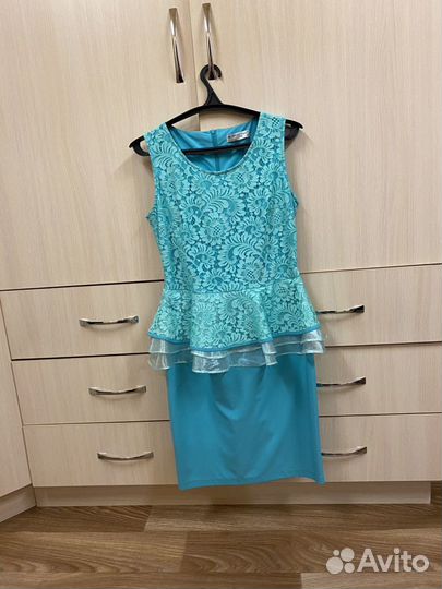 Платье вечернее на выпускной мятное 46