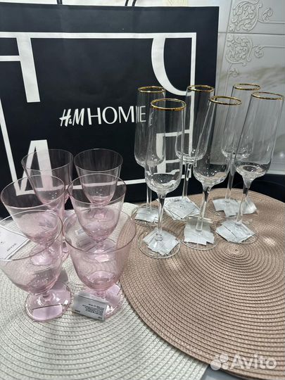Бокал розовое стеклоH&M Home бокал для шамп
