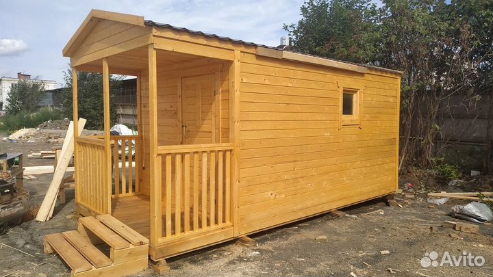 Баня каркасная 4м на 2.4м с крыльцом