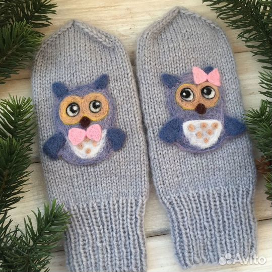 Вязаные варежки ручной работы