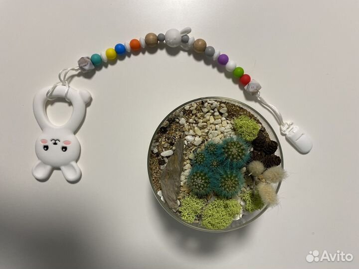 Силиконовый держатель для пустышки + грызунок