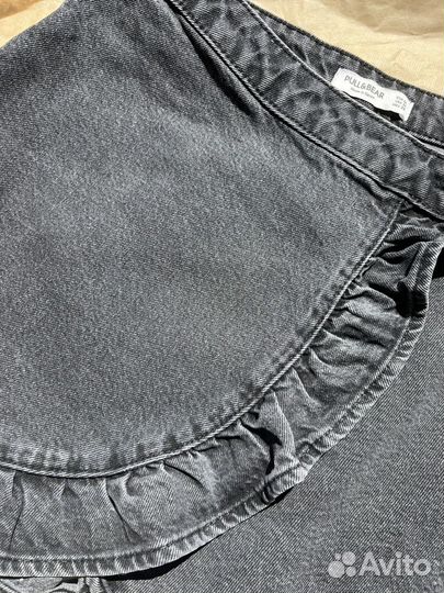 Мини юбка на запах джинсовая Pull & Bear 44