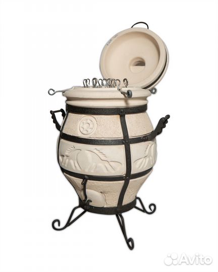 Тандыр самобжар 31/98 см с откидной крышкой и регу