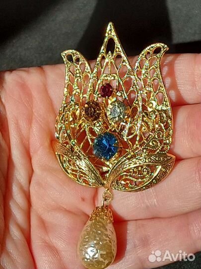 Крупная брошь винтаж Чехия