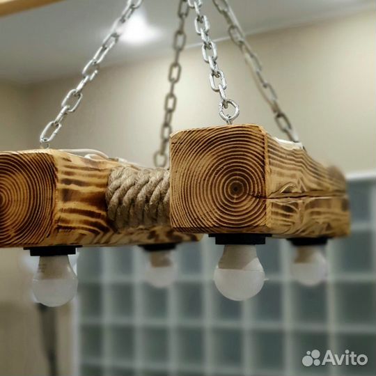 Светильник потолочный люстра из дерева
