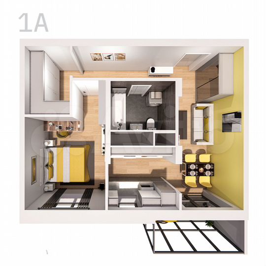 1-к. квартира, 51,4 м², 8/25 эт.