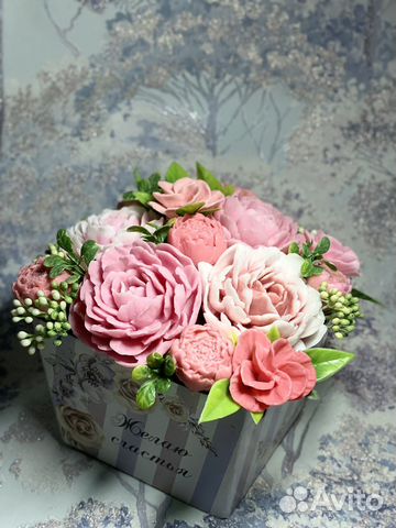 Мыльный букет из пионов