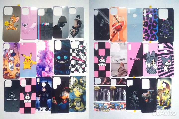 Чехлы для телефонов скины металл стикеры много