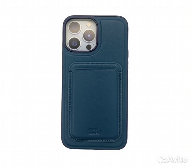 Чехол для iPhone 13 PRO MAX case+pocket синий