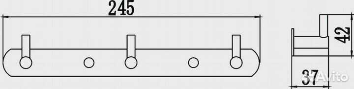 Планка с крючками (3 крючка) Savol (S-007213H)