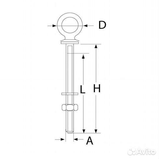 Рым-болт с гайкой и шайбой Haice Forged Eye Bolt 3