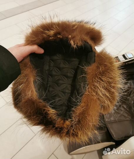 Мужская шапка меховая кожаная