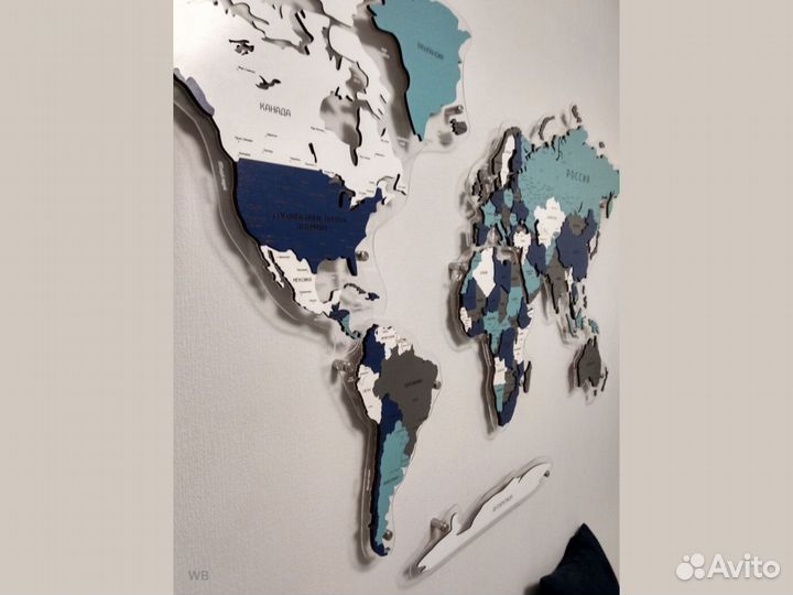 Деревянная карта мира на стену