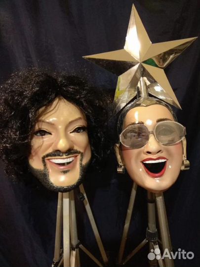 Головы ростовых кукол звёзд эстрады напрокат