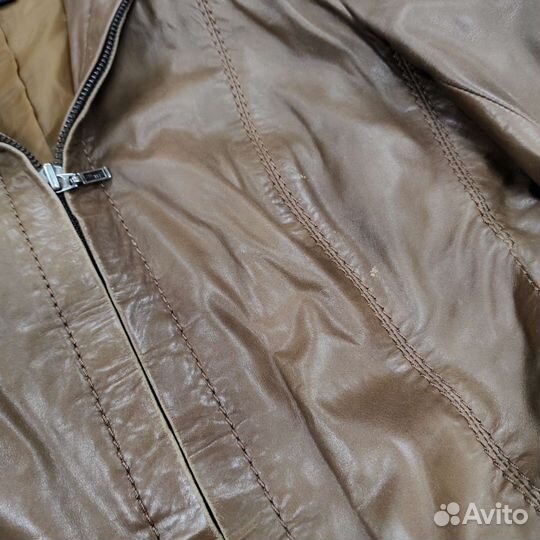 Кожаная куртка рыжая