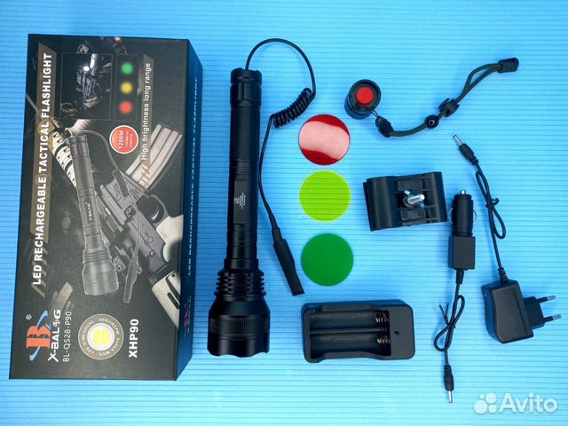 Фонарь подствольный с креплением + 4 цветных линз