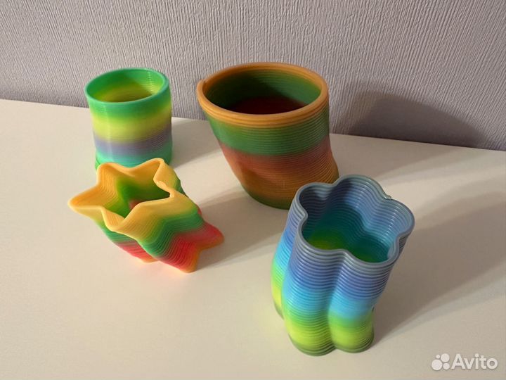 Радужные игрушки пружинки 4 шт