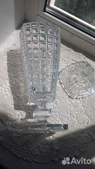 Ваза богемский хрусталь Чехословакия большая