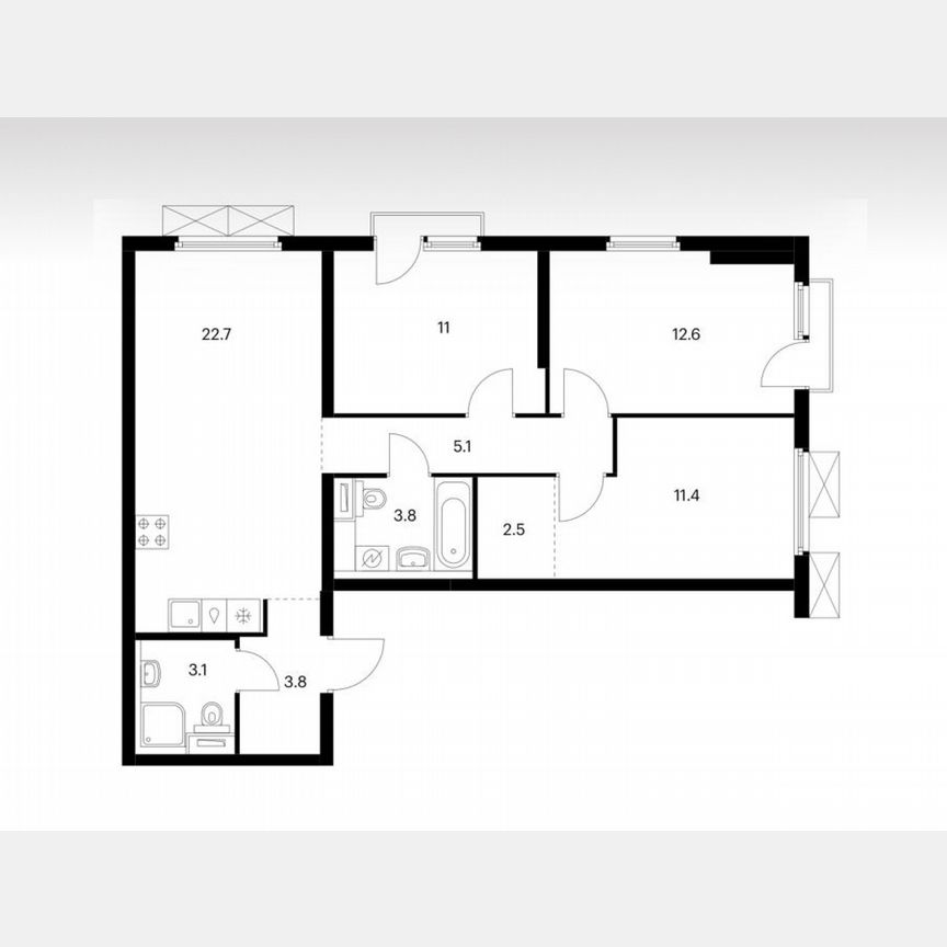 3-к. квартира, 76 м², 7/25 эт.