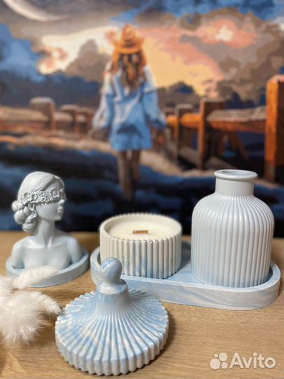 Ароматические свечи ручной работы, декор из гипса