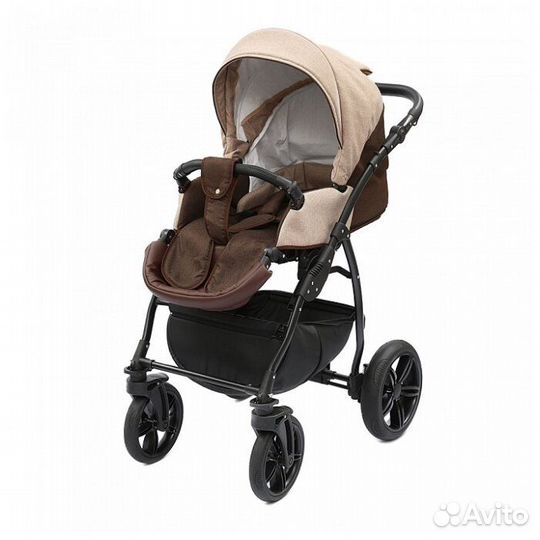 Коляска 2 в 1 Peppy Sandra Eco (17) кожа т. бежева