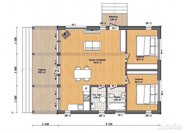 Каркасный дом под ключ 86м2