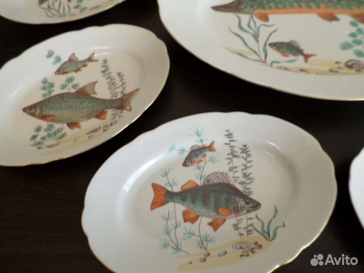Сервиз фарфоровый Рыбы Польша Cmielow