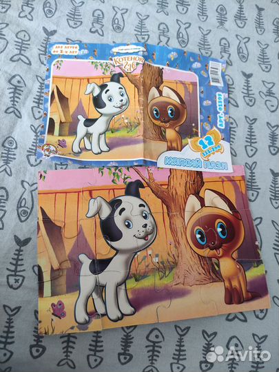 Крупные пазлы динозавры, птицы, котенок гав и тд