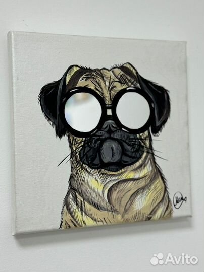 Интерьерная картина, собака. Мопс