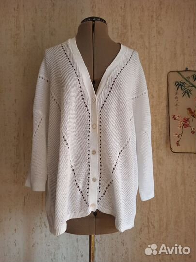 Кофта белая льняная большой размер