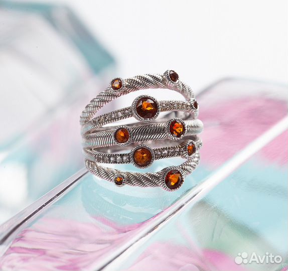 Американское серебряное кольцо с цитринами от комп