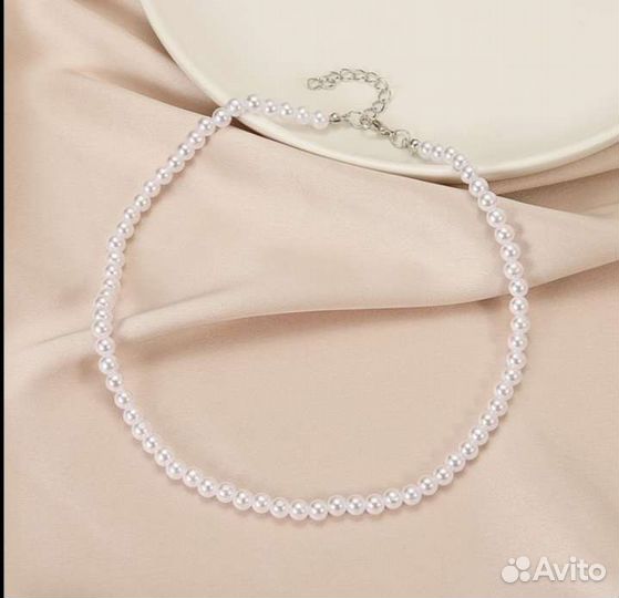 Ожерелье чокер имитация жемчуга