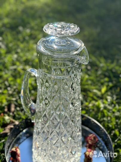 Хрустальный кувшин СССР Клюква