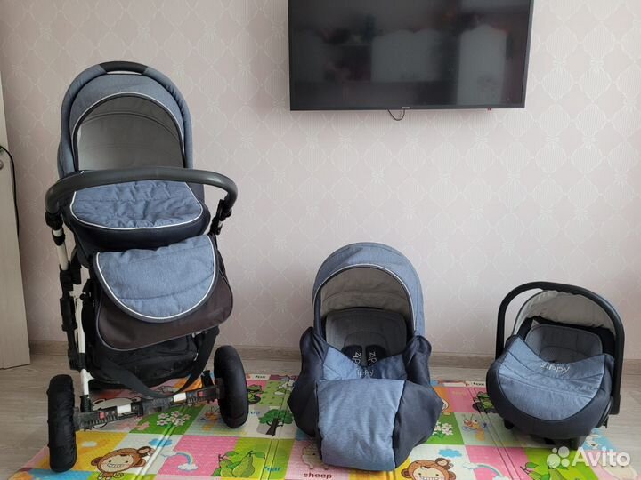 Коляска zippy tutis 3 в 1 jeans