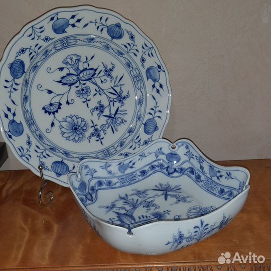 Тарелка Луковый узор фарфор роспись Мейсен