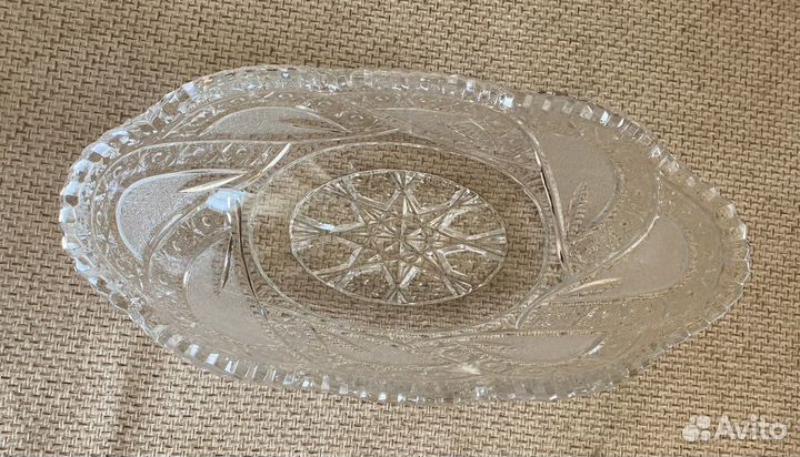 Большой хрустальный салатник СССР