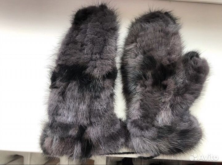 Новые варежки норка кролик