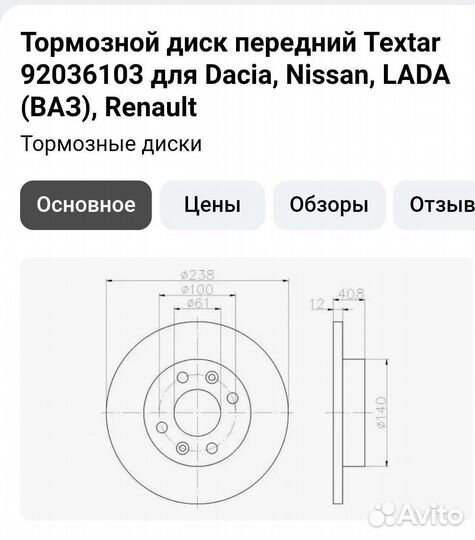 Тормозные диски передние